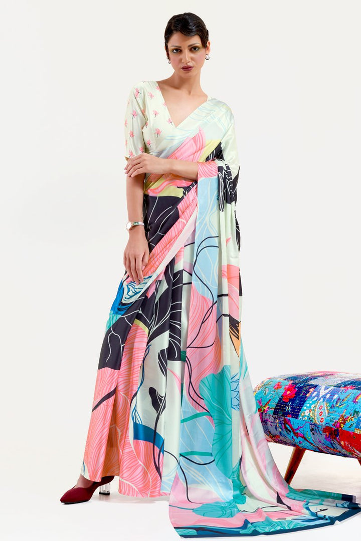 Multi Color Chic Festive Wear Art Silk Fabric Printed Saree