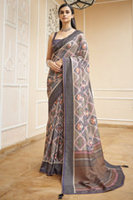 Load image into Gallery viewer, Art Silk Fabric Occasion Wear Dark Beige Color Printed Saree
