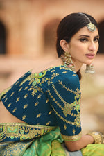 Load image into Gallery viewer, Sea Green Color Party Wear Silk Fabric Designer Weaving Work Saree
