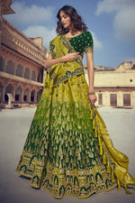 Load image into Gallery viewer, Wedding Wear Silk Fabric Embroidered Lehenga Choli In Green Color
