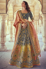 Load image into Gallery viewer, Grey Color Wedding Wear Silk Fabric Embroidered Lehenga Choli
