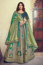 Load image into Gallery viewer, Wedding Wear Silk Fabric Embroidered Lehenga Choli In Grey Color

