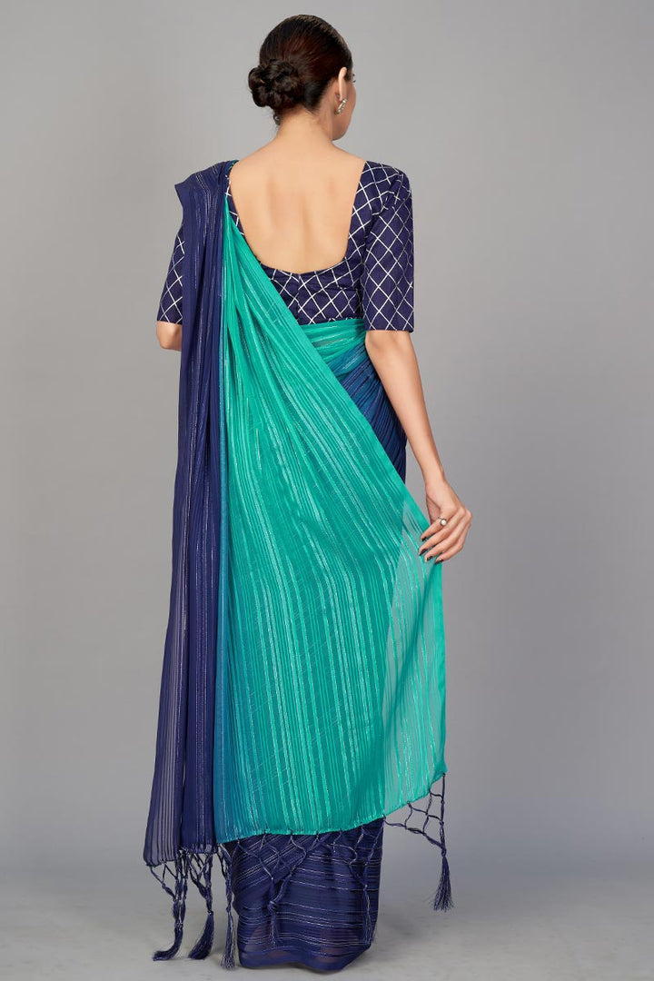 Art Silk Fabric Navy Blue Color Regular Wear Simple Fancy Work Saree