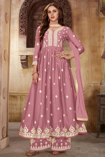 Load image into Gallery viewer, Embroidered Festive Wear Glamorous Palazzo Suit In Pink Georgette Fabric
