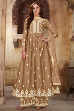 Load image into Gallery viewer, Chikoo Color Georgette Fabric Fancy Embroidered Function Wear Palazzo Suit
