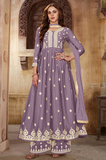 Load image into Gallery viewer, Lavender Color Embroidered Party Wear Stylish Palazzo Salwar Kameez In Georgette Fabric

