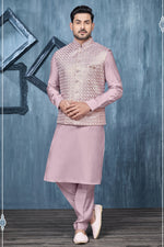 Load image into Gallery viewer, Stunning Banarasi Silk Fabric Embroidery Work Function Wear Readymade Kurta Pyjama For Men With Jacket
