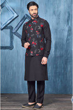 Load image into Gallery viewer, Gorgeous Banarasi Silk Fabric Reception Wear Readymade Kurta Pyjama For Men With Nehru Jacket

