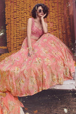Load image into Gallery viewer, Alluring Chinon Fabric Pink Color Function Wear Printed Lehenga

