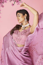 Load image into Gallery viewer, Pink Color Sangeet Wear Chiffon Fabric Lehenga With Splendid Embroidered Work
