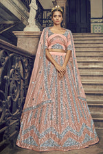 Load image into Gallery viewer, Sangeet Wear Net Fabric Sequins Work Peach Color Lehenga Choli
