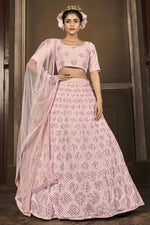 Load image into Gallery viewer, Georgette Fabric Pink Color Wedding Wear Sequins Work Lehenga Choli
