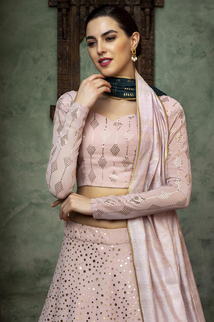Occasion Wear Lehenga In Pink Color Georgette Fabric