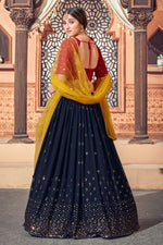 Load image into Gallery viewer, Navy Blue Color Wedding Wear Georgette Fabric Sequins Work Lehenga Choli

