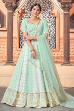 Load image into Gallery viewer, Georgette Fabric Wedding Wear Sea Green Color Sequins Work Lehenga Choli
