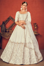 Load image into Gallery viewer, Off White Color Art Silk Fabric Fancy Embroidered Wedding Wear Lehenga Choli
