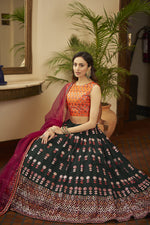 Load image into Gallery viewer, Gorgeous Dark Green Embroidered Sangeet Wear Lehenga Choli In Georgette Fabric
