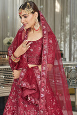 Load image into Gallery viewer, Silk Fabric Maroon Color Superior Wedding Wear Lehenga
