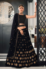 Load image into Gallery viewer, Creative Sequins Work On Lehenga In Navy Blue Color Georgette Fabric
