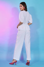 Load image into Gallery viewer, White Fancy Fabric Party Wear Designer Readymade Co Ord Set
