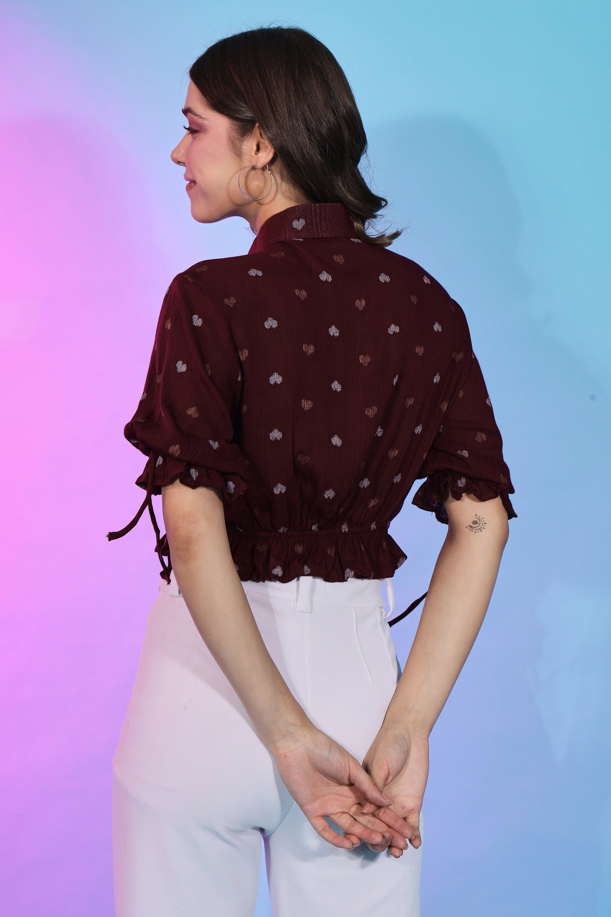 Maroon Viscose Rayon Fabric Readymade Top