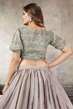 Load image into Gallery viewer, Exclusive Art Silk Fabric Beige Color Patterned Top With Skirt
