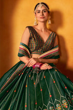 Load image into Gallery viewer, Sangeet Wear Art Silk Fabric Green Color Digital Printed Work Splendid Lehenga

