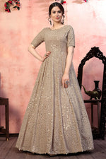 Load image into Gallery viewer, Fancy Georgette Fabric Party Wear Sequins Work Cream Color Gown
