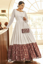 Load image into Gallery viewer, Georgette Fabric Party Wear Multi Color Anarkali Style Gown In Foil Printed Work
