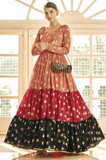 Load image into Gallery viewer, Georgette Fabric Party Wear Foil Printed Work Long Gown In Multi Color
