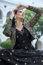 Load image into Gallery viewer, Party Look Cotton Fabric Black Color Charismatic Gown With Koti

