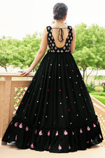 Load image into Gallery viewer, Trendy Black Color Embroidered Readymade Gown In Georgette Fabric
