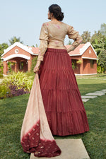 Load image into Gallery viewer, Weaving Work Designs Cotton Fabric Maroon Color Wedding Wear Lehenga
