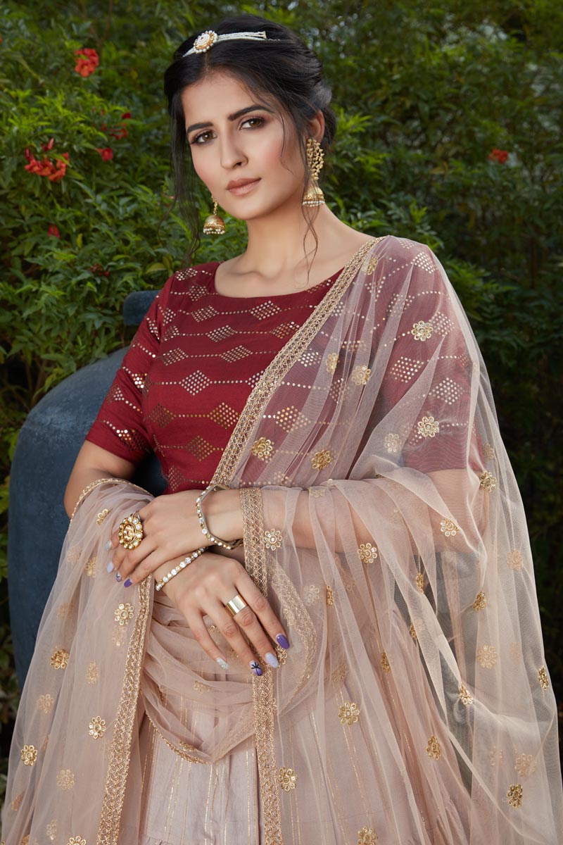 Pink Color Designer Lehenga Choli In Cotton Fabric