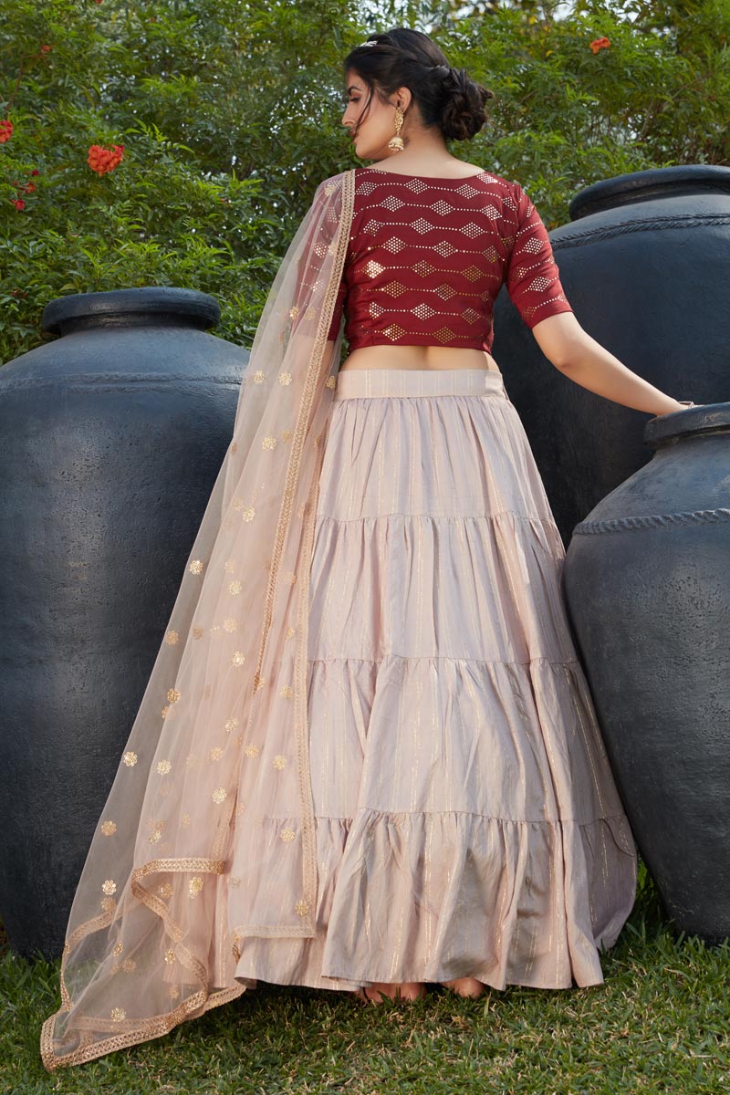 Pink Color Designer Lehenga Choli In Cotton Fabric