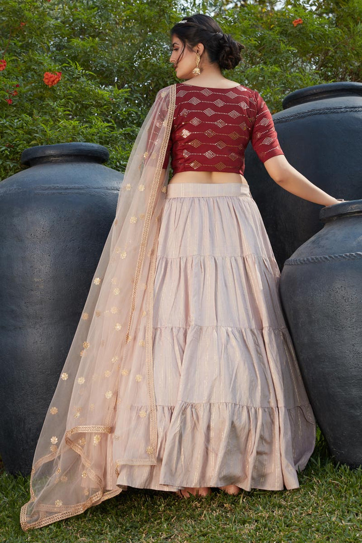 Pink Color Designer Lehenga Choli In Cotton Fabric