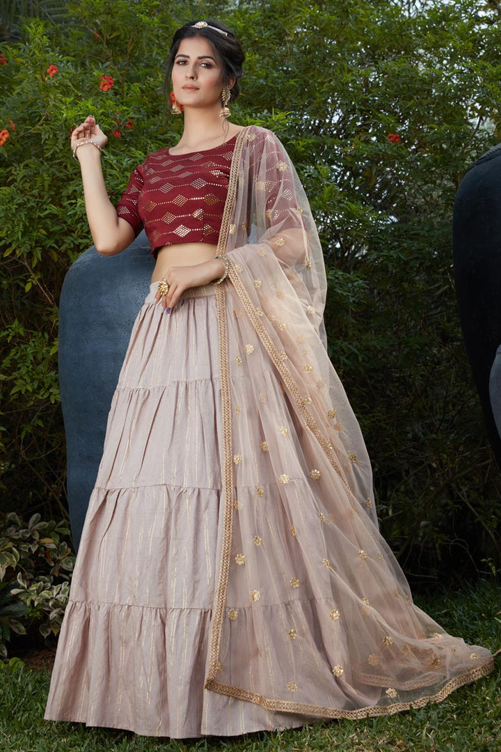 Pink Color Designer Lehenga Choli In Cotton Fabric