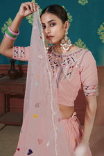 Load image into Gallery viewer, Cotton Fabric Embroidered Reception Wear Designer Lehenga Choli In Pink Color
