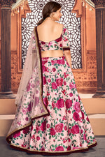 Load image into Gallery viewer, Peach Color Function Wear Tafetta Silk Fabric Printed Lehenga Choli
