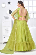 Load image into Gallery viewer, Pretty Net Fabric Embroidered Sangeet Wear Lehenga Choli In Green Color
