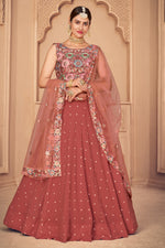 Load image into Gallery viewer, Wedding Wear Peach Color EmbroidePeach Lehenga Choli In Georgette Fabric
