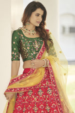 Load image into Gallery viewer, Function Wear Thread Embroidered Work Red Color Lehenga In Art Silk Fabric
