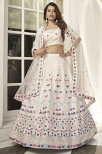 Load image into Gallery viewer, Off White Color Art Silk Fabric Function Wear Thread Embroidered Work Lehenga
