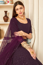 Load image into Gallery viewer, Wedding Wear Purple Color Embroidered Lehenga Choli In Georgette Fabric

