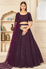Load image into Gallery viewer, Wedding Wear Purple Color Embroidered Lehenga Choli In Georgette Fabric
