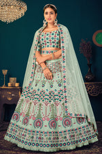 Load image into Gallery viewer, Gorgeous Sea Green Embroidered Sangeet Wear Lehenga Choli In Georgette Fabric
