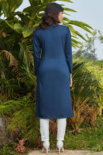 Load image into Gallery viewer, Cotton Fabric Office Wear Kurti In Navy Blue Color

