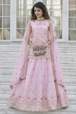 Load image into Gallery viewer, Beguiling Embroidered Work On Pink Color Chinon Fabric Function Wear Lehenga Choli
