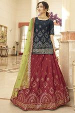 Load image into Gallery viewer, Designer Sangeet Wear Chiffon Fabric Red Color Embroidered Work Astounding Lehenga
