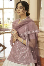 Load image into Gallery viewer, Sangeet Wear Chiffon Fabric Designer Off White Color Embroidered Work Ravishing Lehenga
